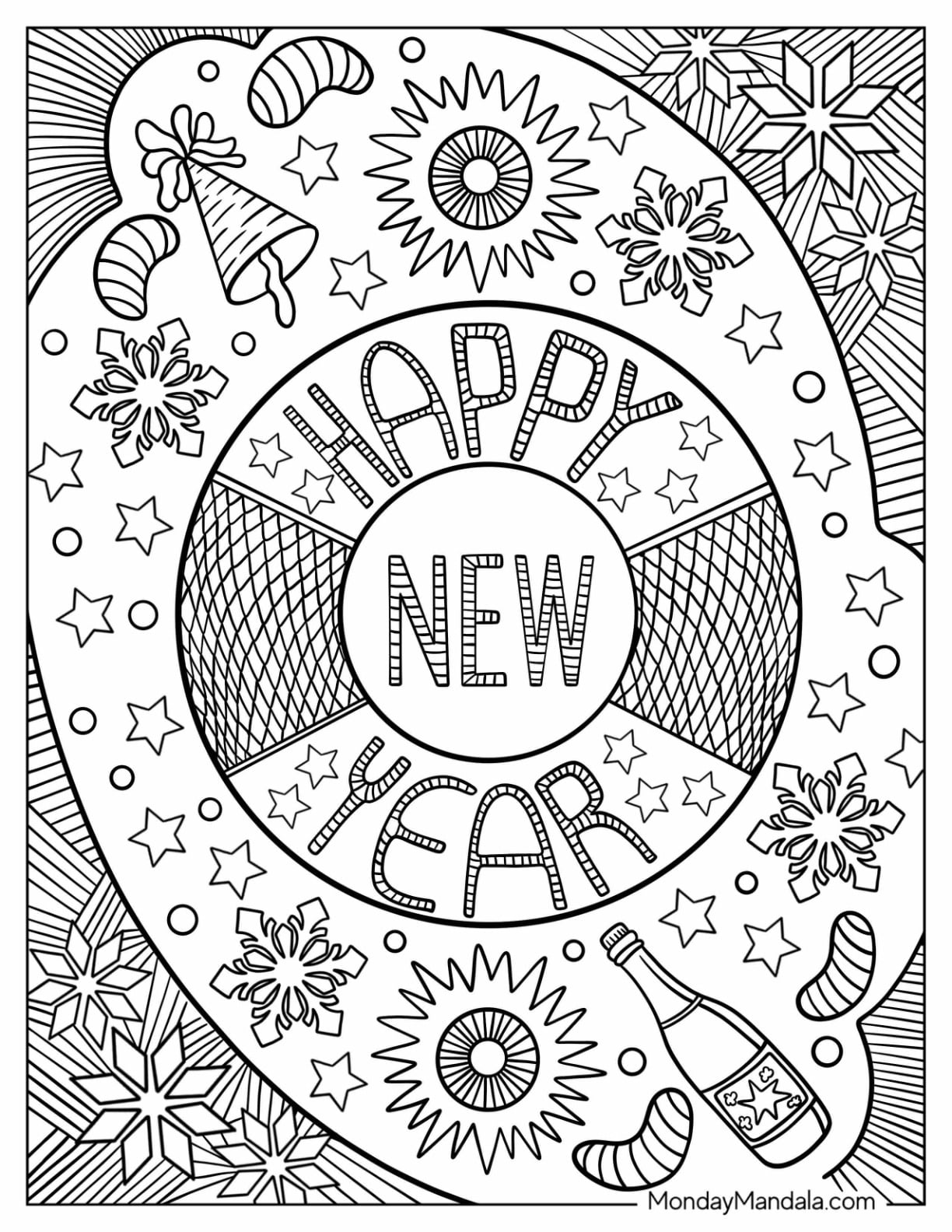 32 new year coloring pages (free pdf printables)